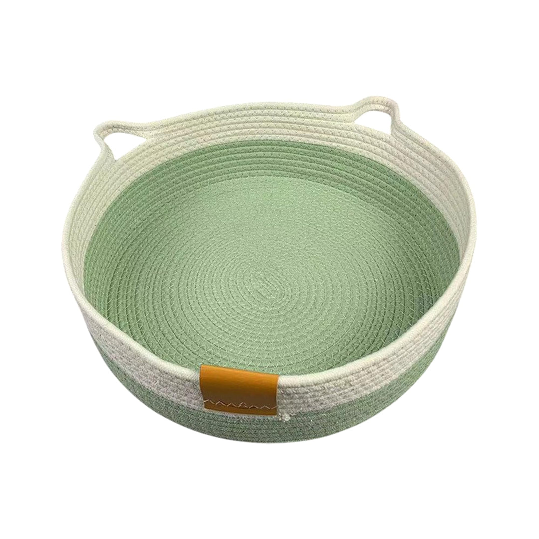 Gewebtes Katzenbett, 50 cm Durchmesser Faltbarer Korb-Nistplatz, Atmungsaktives Haustier-Liegebett,