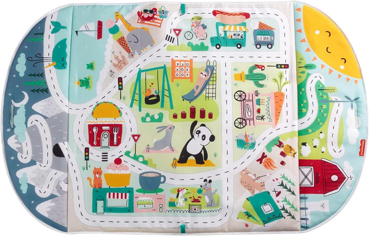 Fisher-Price GRV42 - Jumbo Abenteuer Spieldecke mit Musik, Lichtern und Fahrzeugen, Babyspielzeug fü