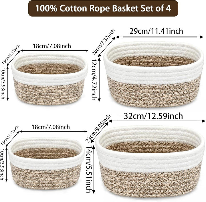 4 Stück Aufbewahrungskorb Geflochten Baumwollseil,Stapelbare Speicher Storage Basket,Stapelbare Korb