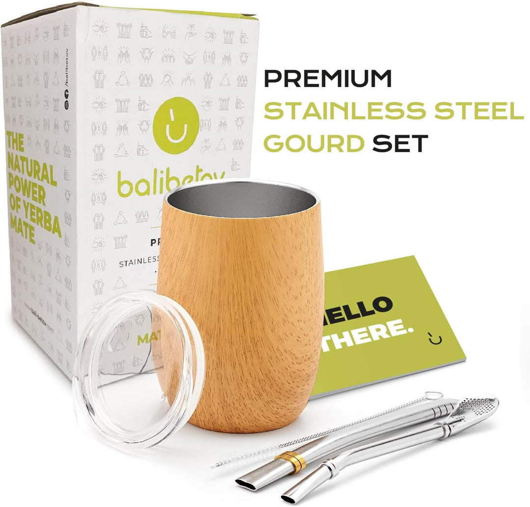 balibetov - Neu - Modernes Yerba Mate Gourd Set (Mate Tasse) - Doppelwandiger 18/8 Edelstahl Enthält