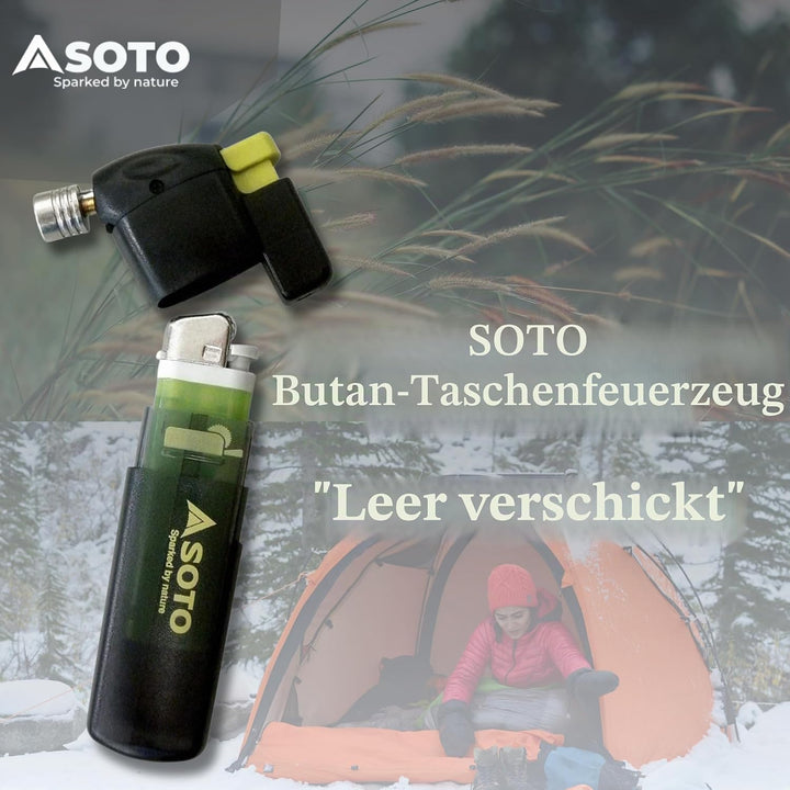 SOTO Pocket Torch with Lighter Schwarz - Leistungsstarker cleverer Feuerzeug Brenner, Grösse One Siz