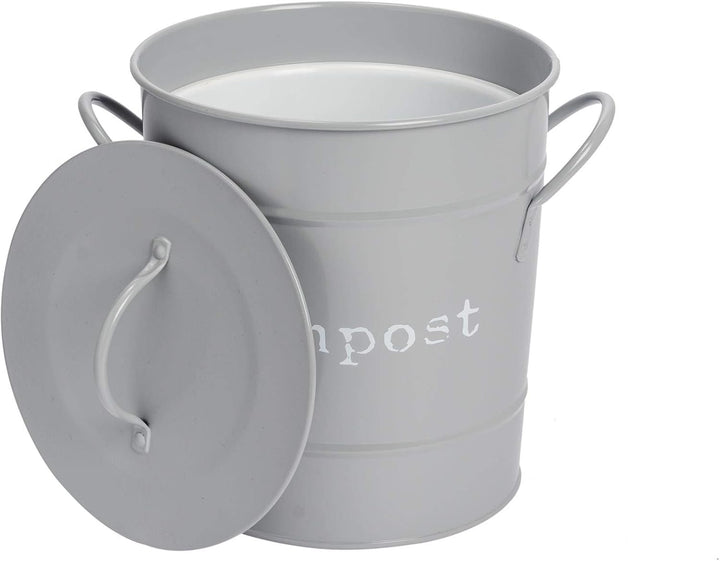 Harbour Housewares Vintage Metall Küchenkompostbehälter - Grau, Grau