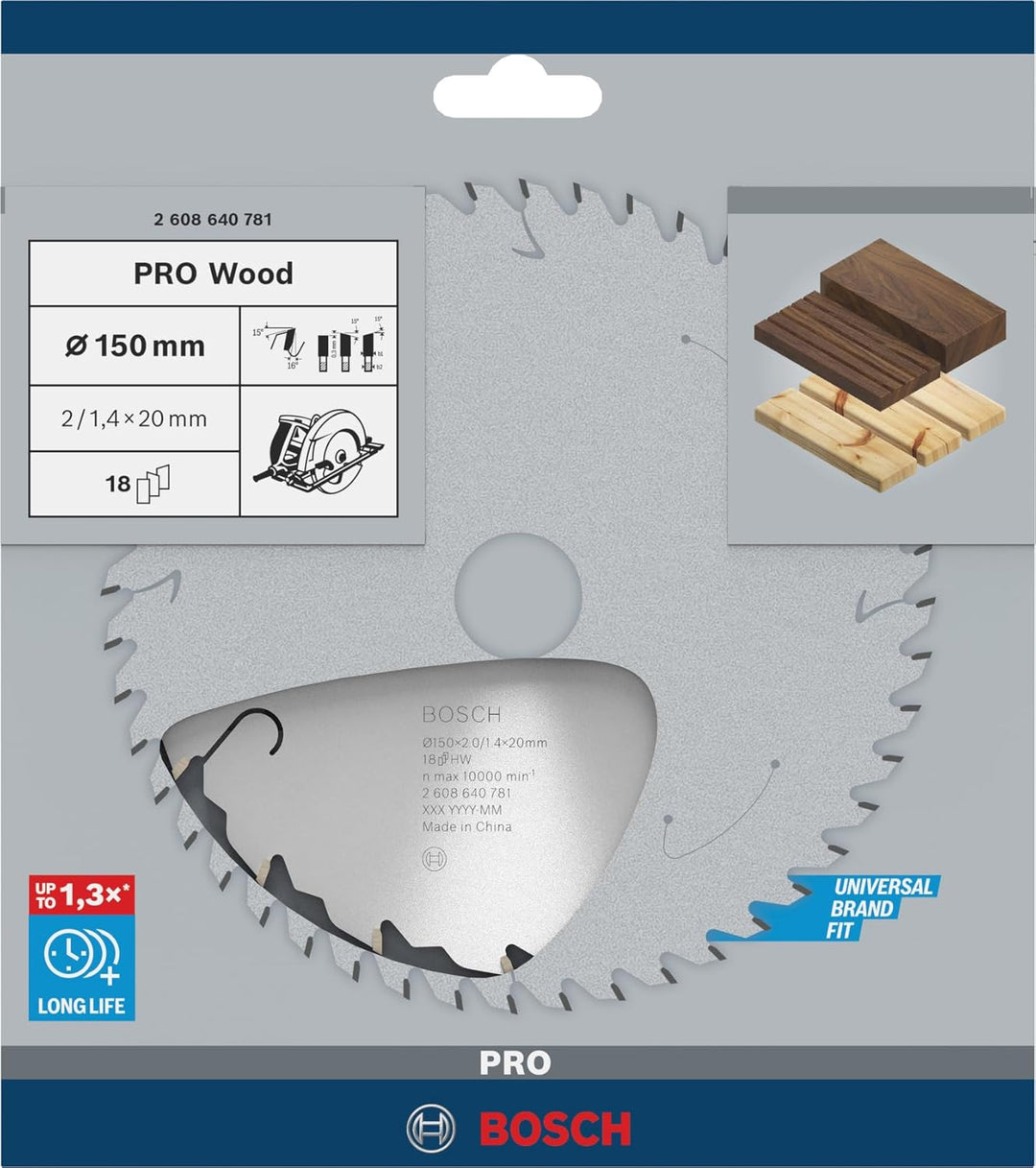 Bosch 1x PRO Wood Kreissägeblatt für Akku-Handkreissägen (für Weichholz, Hartholz, Ø mm, Professiona