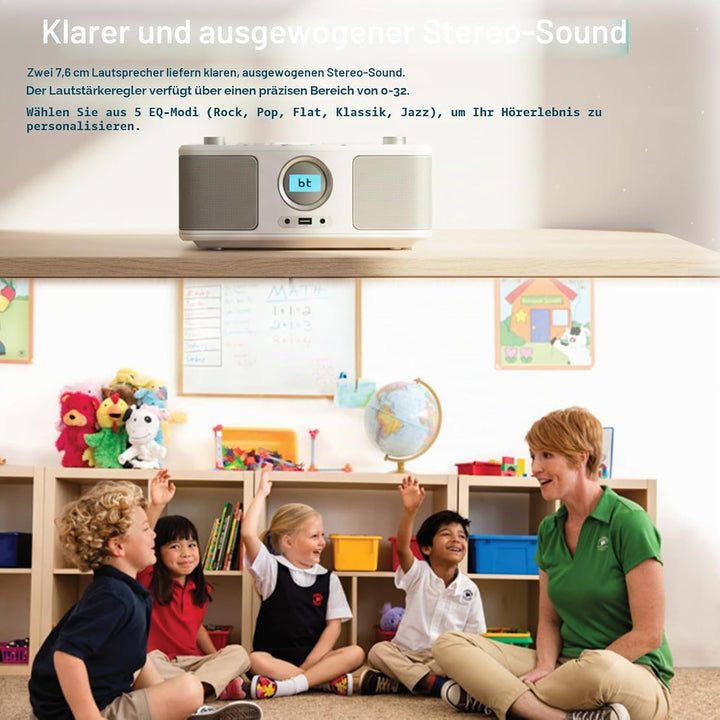 WISCENT Tragbares CD Radio (CD-Player, Boomboxen, UKW Radio, USB, Kopfhöreranschluss, AUX-In),CD Spi