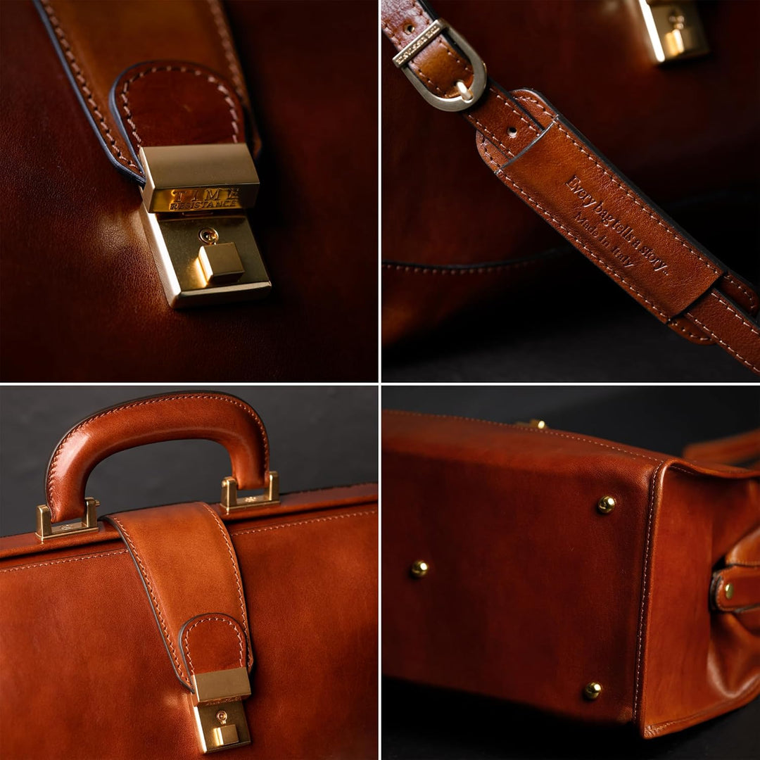 Time Resistance Leder Arzttasche - Arztkoffer - Doktortasche - Aus 100% Echtleder - Aktentasche für