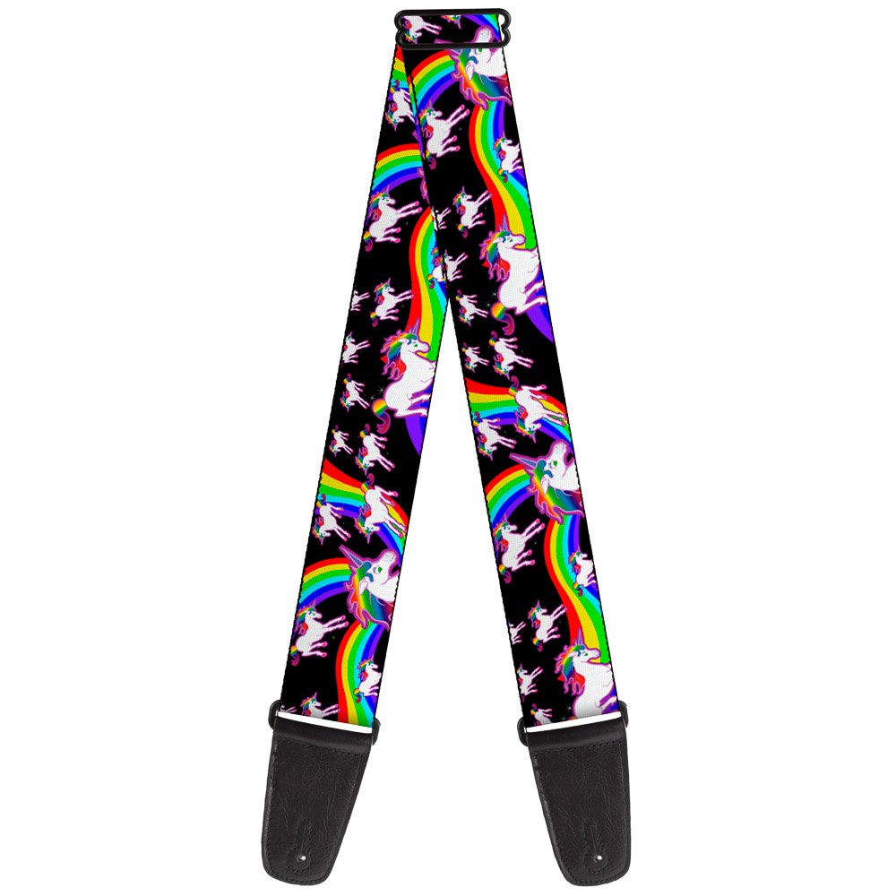 Buckle-Down GS-W32109 Gitarrengurt Einhörner Rainbow Swirl Schwarz, 5,1 cm breit, 73,7–137,2 cm Läng