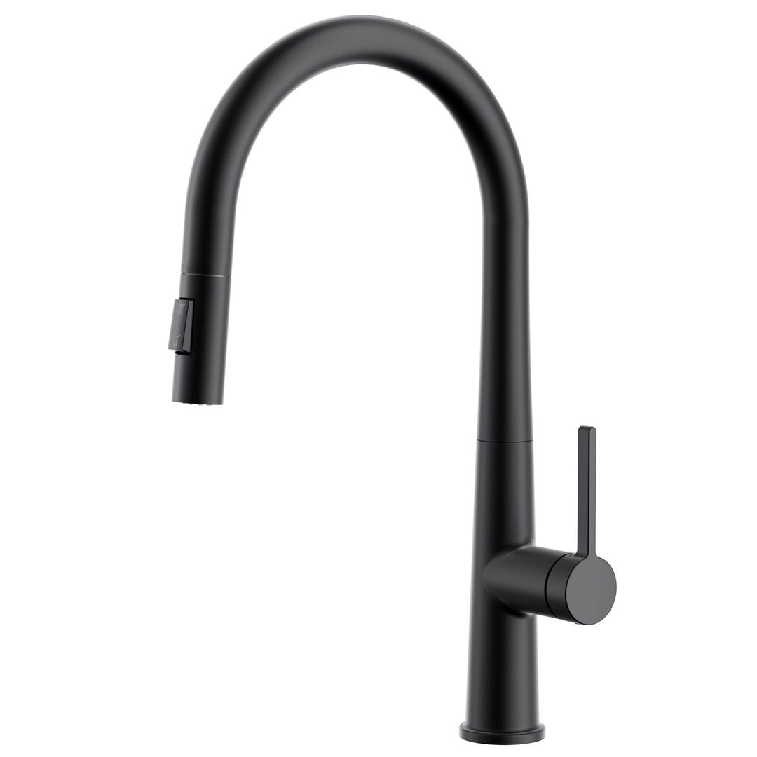 CECIPA Wasserhahn Küche Schwarz, Hoher Bogen Hochdruck Küchenarmatur mit Brause Ausziehbar Armatur,