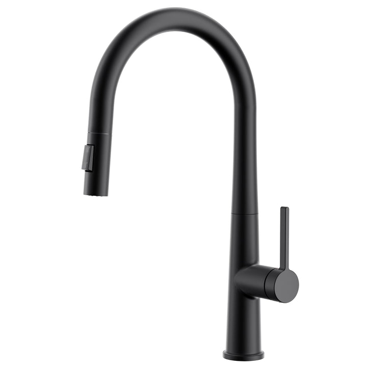 CECIPA Wasserhahn Küche Schwarz, Hoher Bogen Hochdruck Küchenarmatur mit Brause Ausziehbar Armatur,