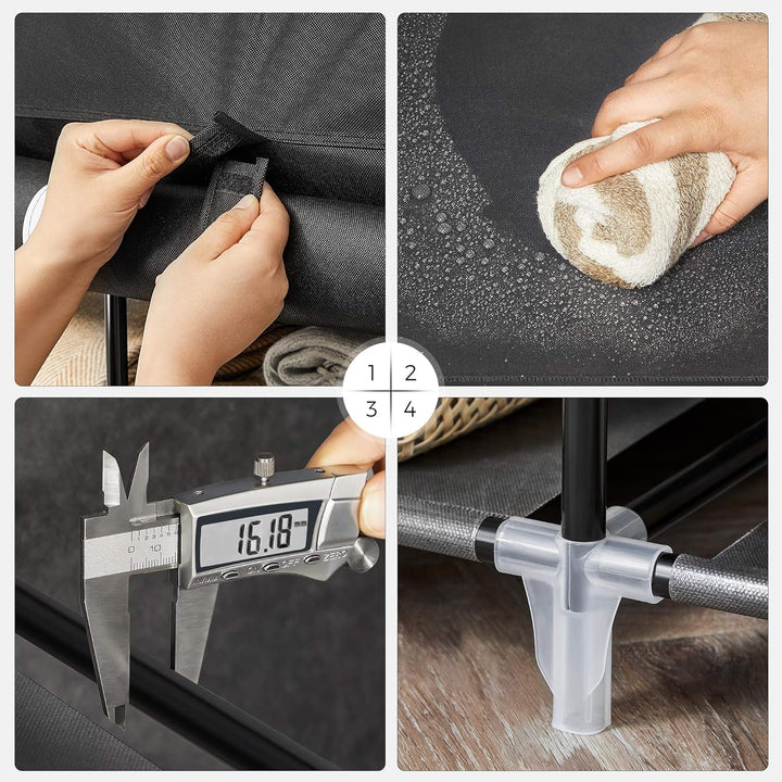 SONGMICS Kleiderschrank, Faltschrank, Stoffschrank, faltbare Garderobe mit 2 Kleiderstange, 175 x 15