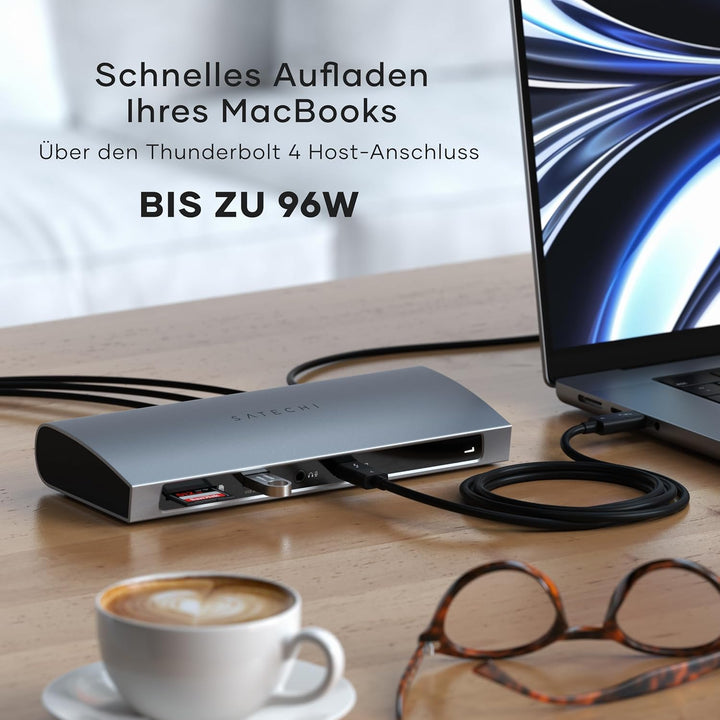 SATECHI Thunderbolt-4 Dockingstation 11-in-1 mit Host-Anschluss, 100W PD, 3X Thunderbolt 4, USB-A 3.