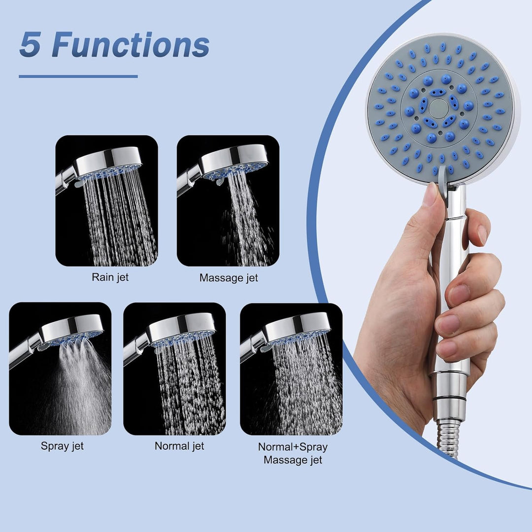 Badewannenarmatur mit Handbrause, Messing Mischbatterie Badewanne mit 5 Funktionen, Aufputz Wannenar