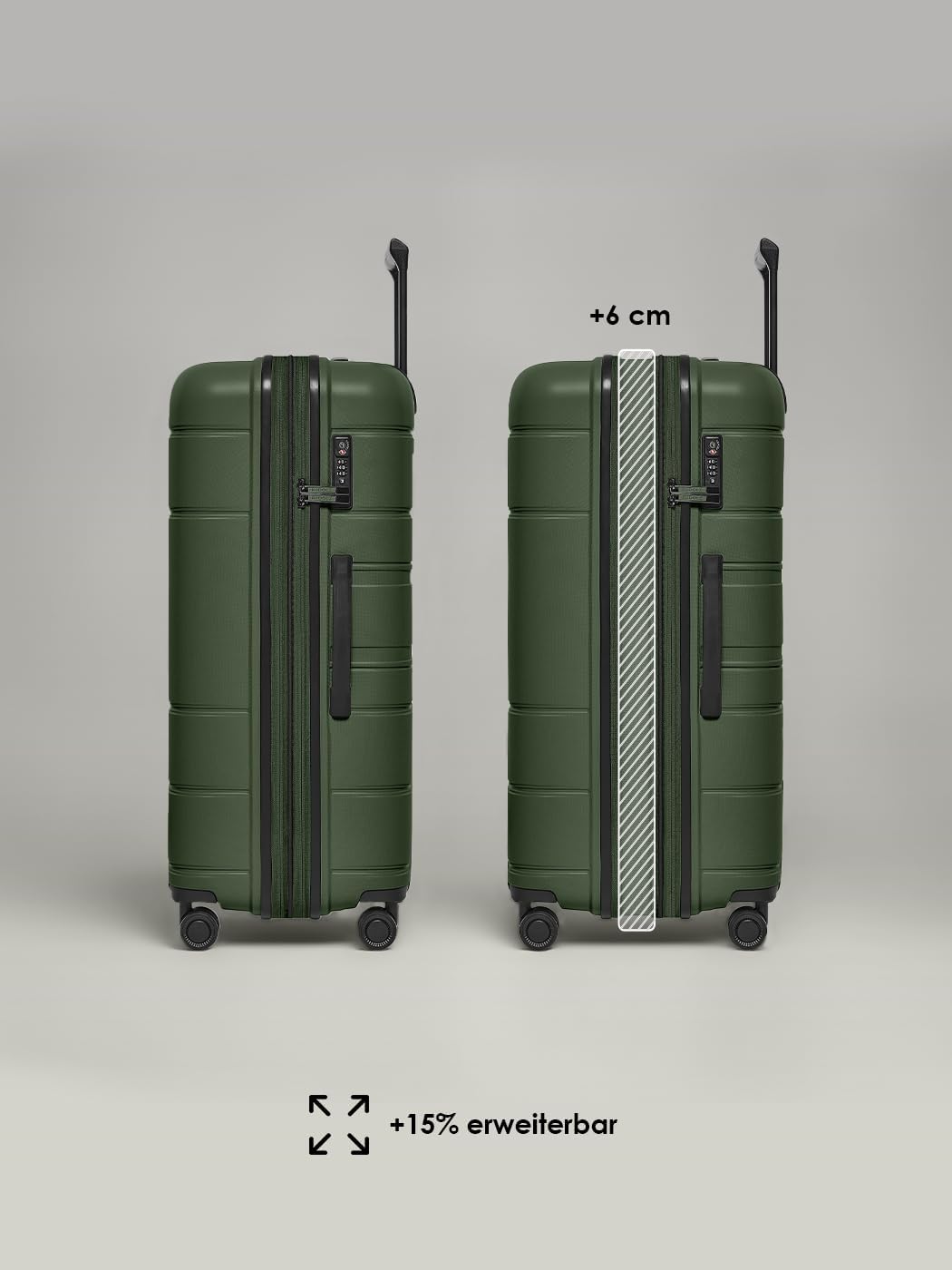 REDOLZ Hartschalen Check-in Koffer | Grosser XL Trolley 51 x 32 x 76 cm mit Dehnfalte aus hochwertig