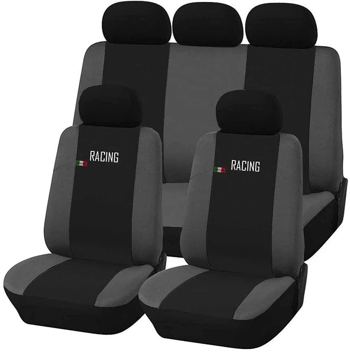 Universal Autositzbezüge Made in Italy - Racing - Rückenlehne mit 2 Reissverschlüssen - kompatible A