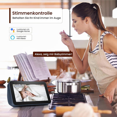 AMOROM WLAN Überwachungskamera Innen 360°, 1080p Kamera Überwachung mit Nachtsicht, 2 Wege Audio, Be