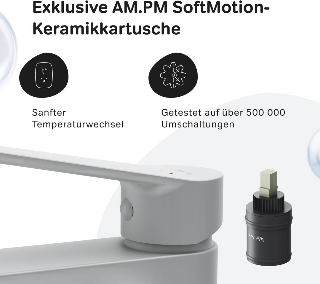 AM.PM Hit Bad Armatur Waschtischarmatur S-Grösse Wasserhahn, Weiss FTA02133 Ohne Ablaufgarnitur Weis