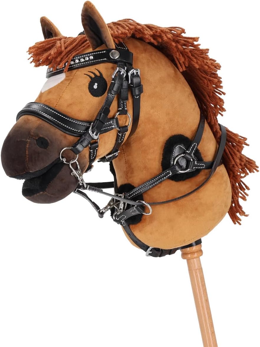 NETPROSHOP Hobby Horsing Vorderzeug Dolly Verstellbar mit Kunstfell Braun oder Schwarz, Farbe:Schwar