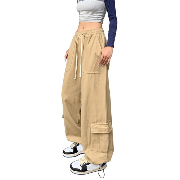 Linsennia Cargohose Damen Baggy Y2k Cargo Parachute Pants Weite Teenager Mädchen High Waist Streetwe