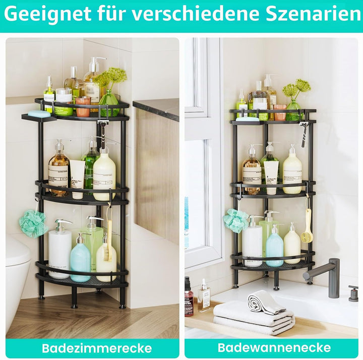 HapiRm Duschablage ohne Bohren Ecke - 3 Stück Duschregal Stehend Duschregal Ohne Bohren mit Aufbewah