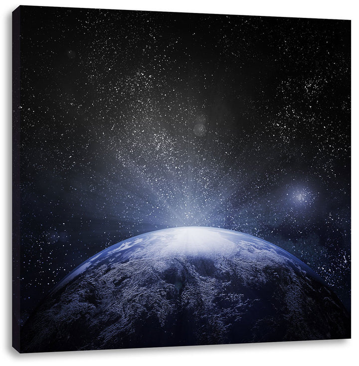Pixxprint Sicht vom Mond auf die Erde als Leinwandbild Quadratisch/Grösse: 70x70 / Wandbild/Kunstdru