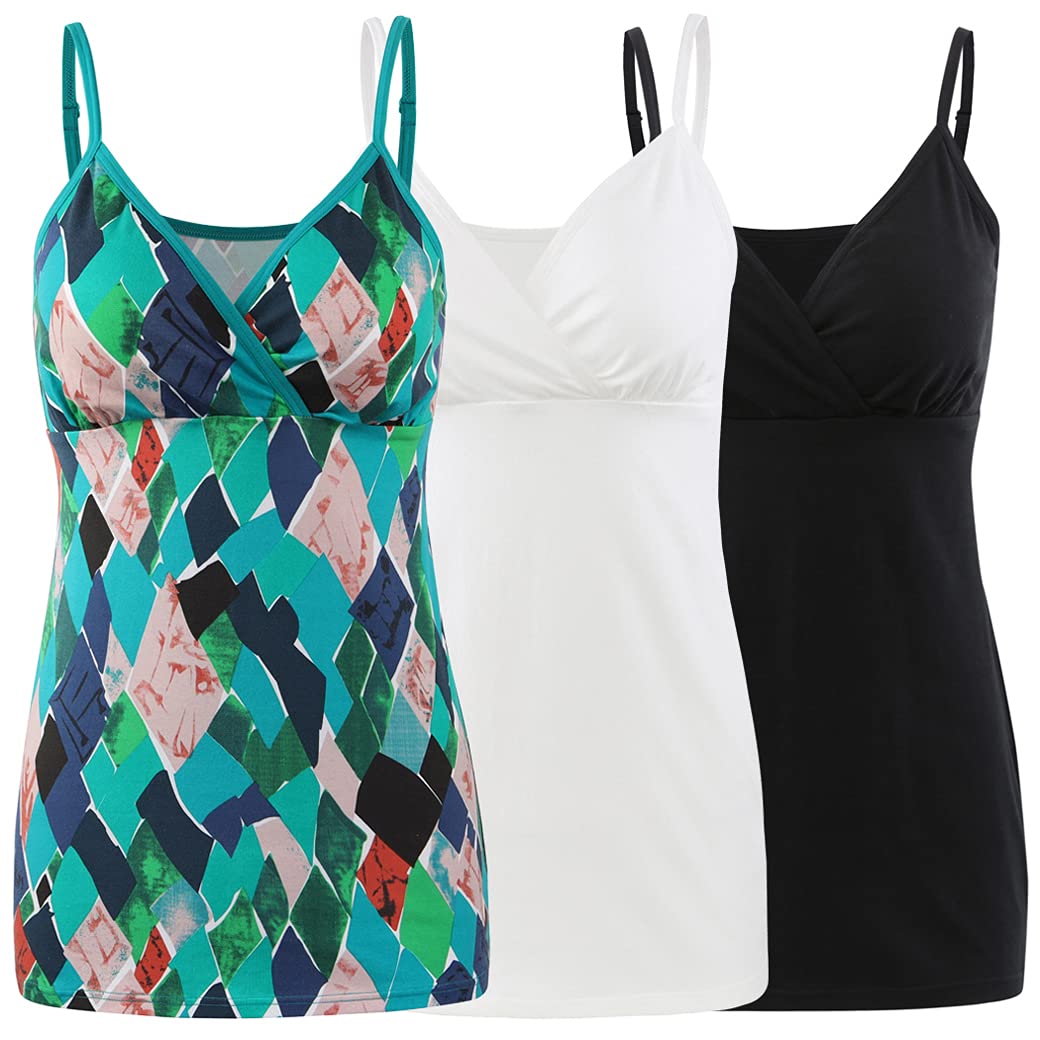 COLOMI Still-Tanktops für Mutterschaft Unterhemden für Schwangere BH zum Stillen Basic Camisole, Bla