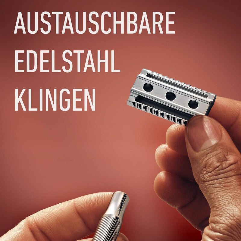 King C. Gillette Rasierhobel Herren, Rasierer + 5 Rasierklingen & Bartpflege Rasierpinsel Herren mit