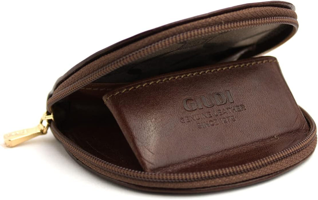 GIUDI Unisex Geldbörse aus echtem Rindsleder, Made in Italy Braun, Braun