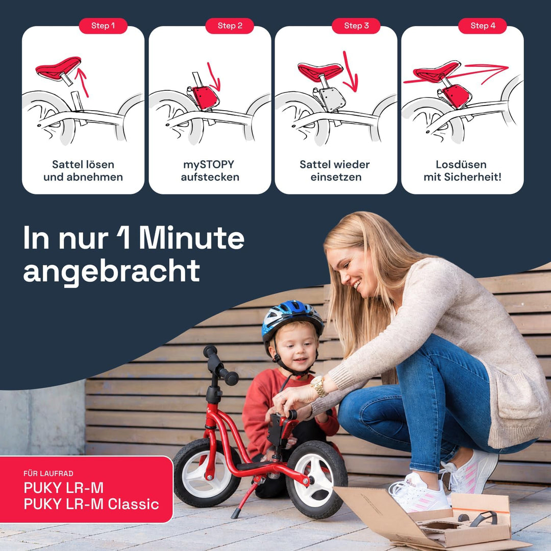 mySTOPY Bremsassistent für PUKY LR M Laufrad mit Motiv I für Kinder ab 2,5 Jahre | integriertes Rück