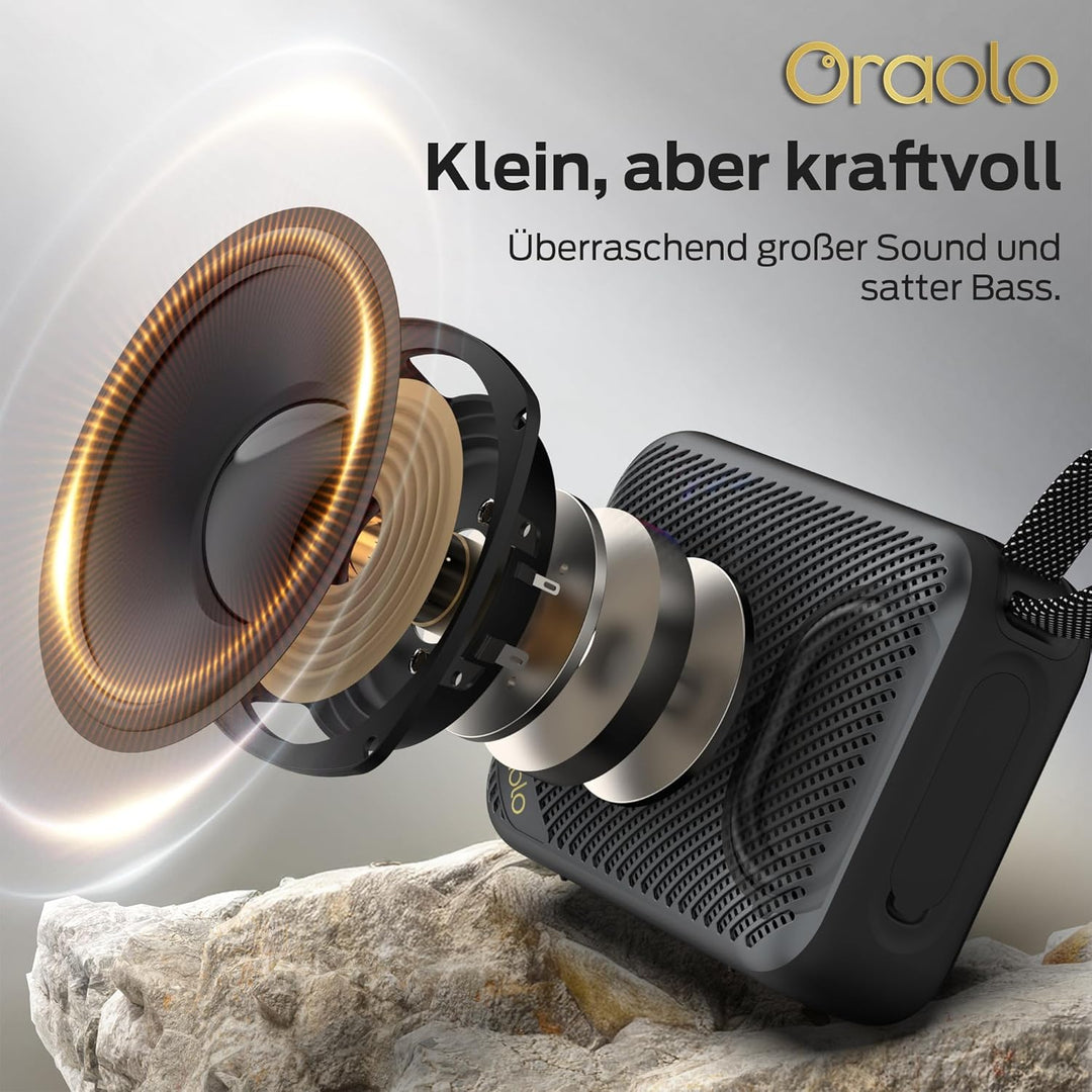 oraolo Tragbare Bluetooth Lautsprecher, Mini Bluetooth Lautsprecher, 20H Laufzeit, Bluetooth 6.0, IP