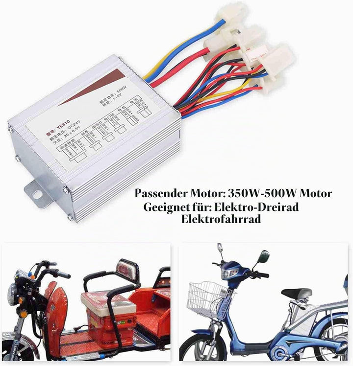 MAGT Motor Controller 24V 500W, Bürsten Motor Controller für Elektrofahrrad Elektroroller E-Bike E S