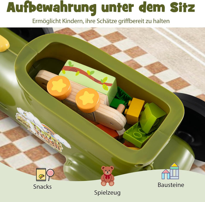 COSTWAY Rutschauto, Rutschfahrzeug mit Lenkrad & Zugpfeifton-Taste & Stauraum unter Sitz, Rutscher K