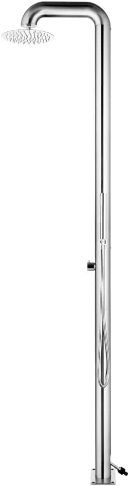 Gartendusche 225 cm Edelstahl Chrom-Zinkknopf Handbrause Pooldusche Campingdusche Aussendusche Campi