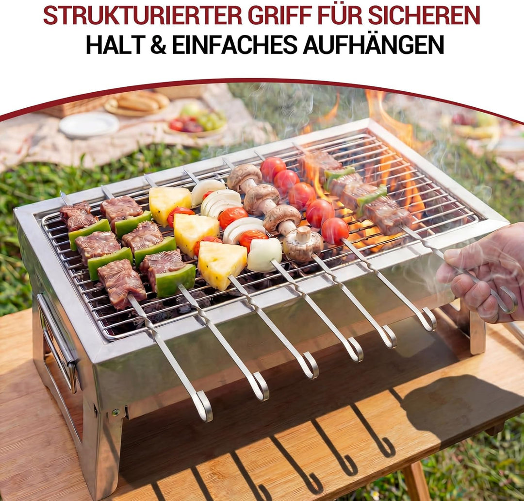 Homealexa 20 Stücke Grillspiesse, Grill Kabob Spiesse 37,5cm Edelstahl Lange Spiesse Schaschlikspies