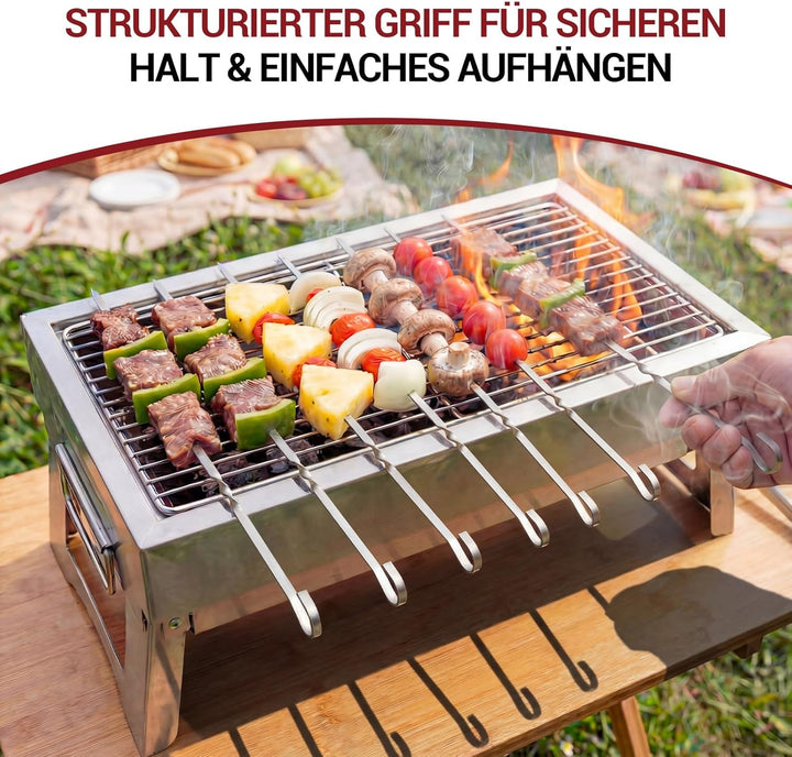 Homealexa 20 Stücke Grillspiesse, Grill Kabob Spiesse 37,5cm Edelstahl Lange Spiesse Schaschlikspies