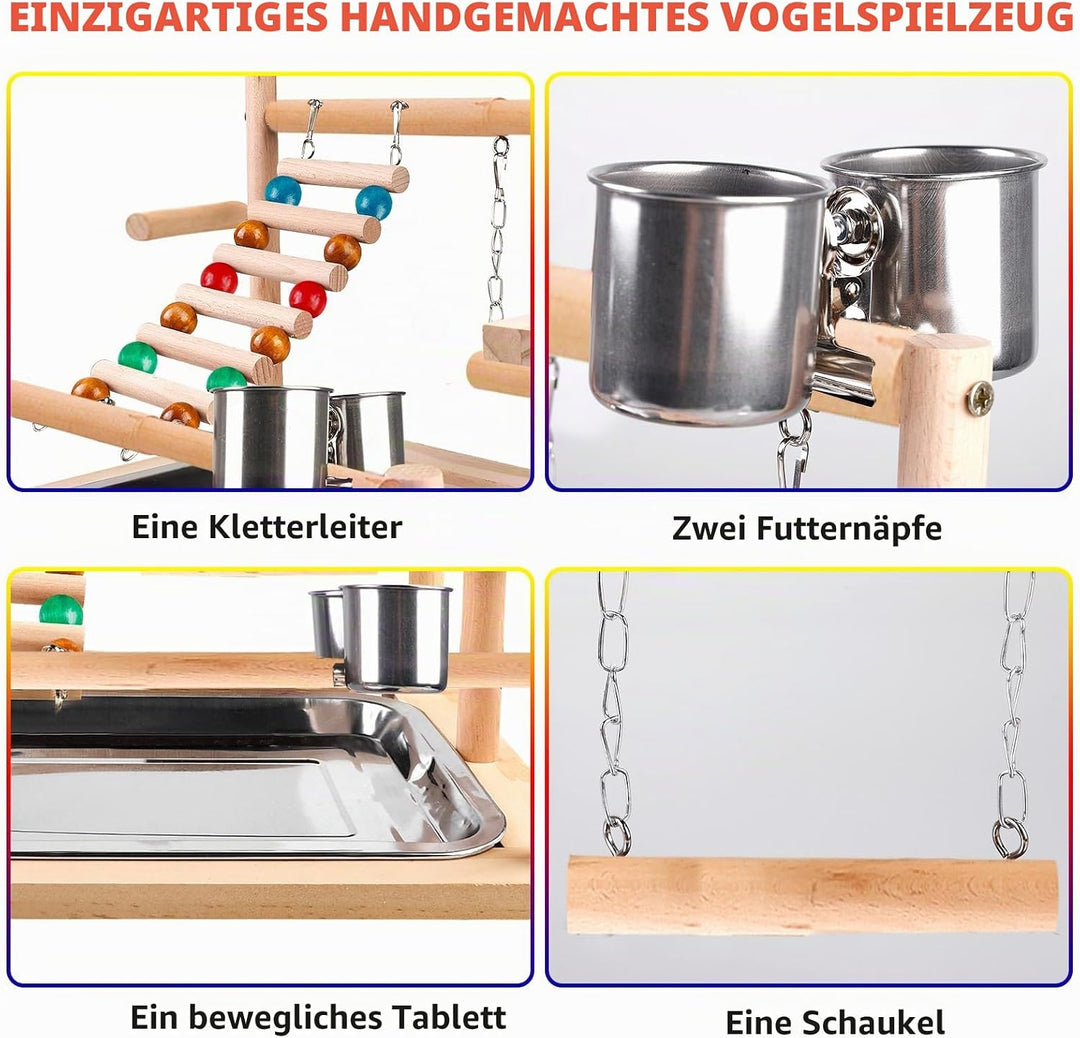 Vogelspielzeug, Papageienspielzeug, Wellensittich Spielzeug, Spielplatz Mit Feeder-Cup Spielzeug Lei