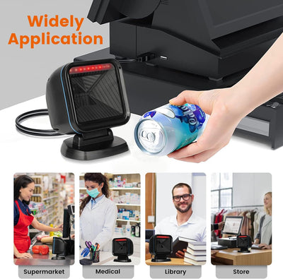 OBZ 1D 2D Desktop Barcode Scanner, QR Code Scanner Omnidirektional Barcode-Scanner USB Wired Handsfr