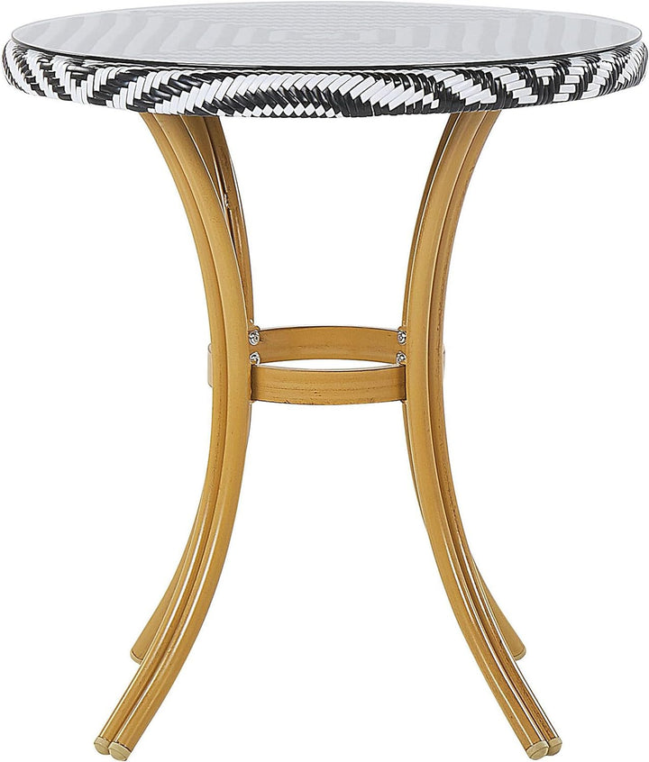 Beliani Stilvoller Gartentisch Rattan schwarz und weiss rund Rifreddo