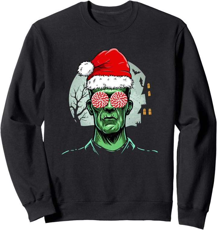 Cool Christmas Frankenstein Illustration Graphic Design Fun Sweatshirt