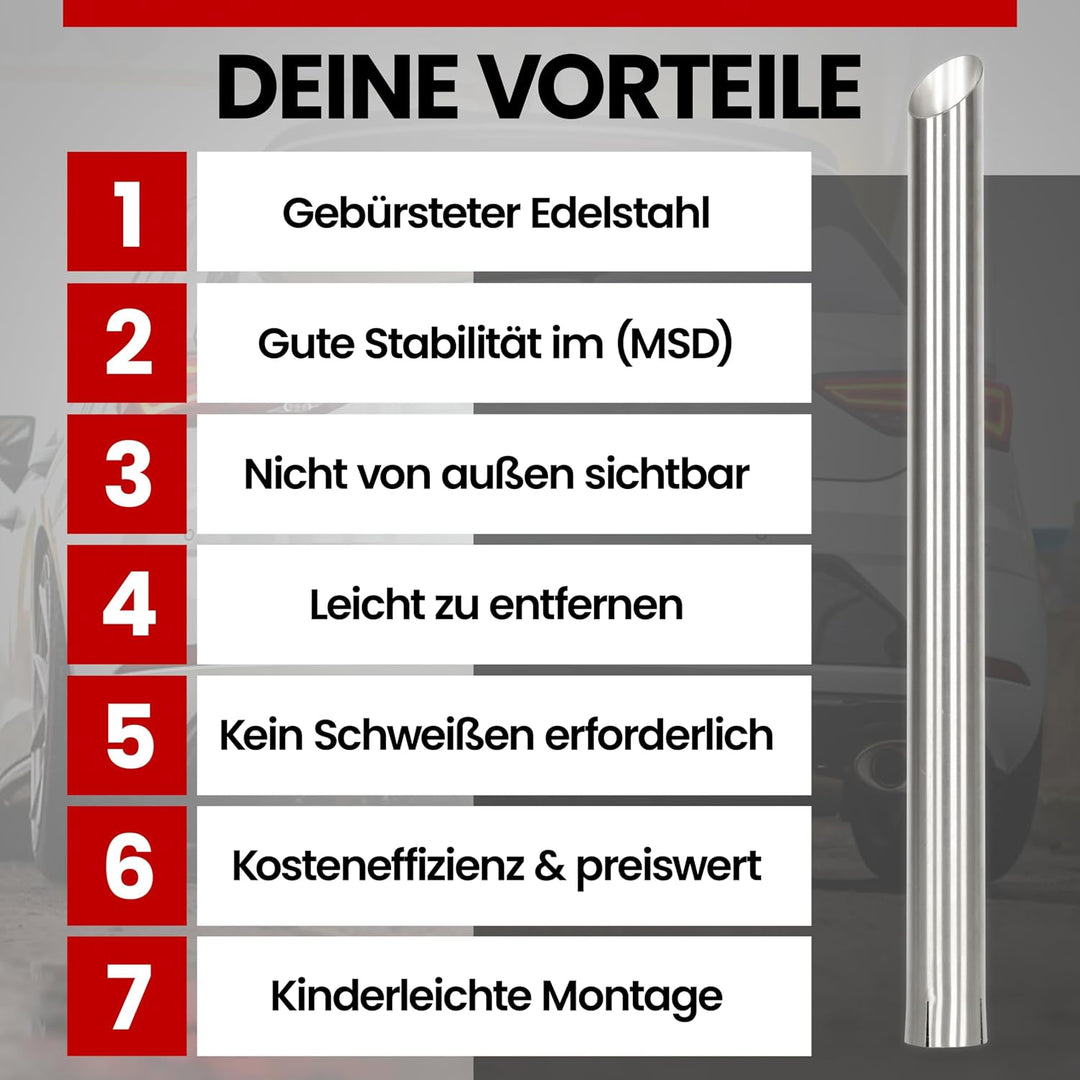 AGEX Mittelschalldämpfer MSD Attrappe für den Seat Leon Cupra 265/280/290/300 | Edelstahl gebürstet