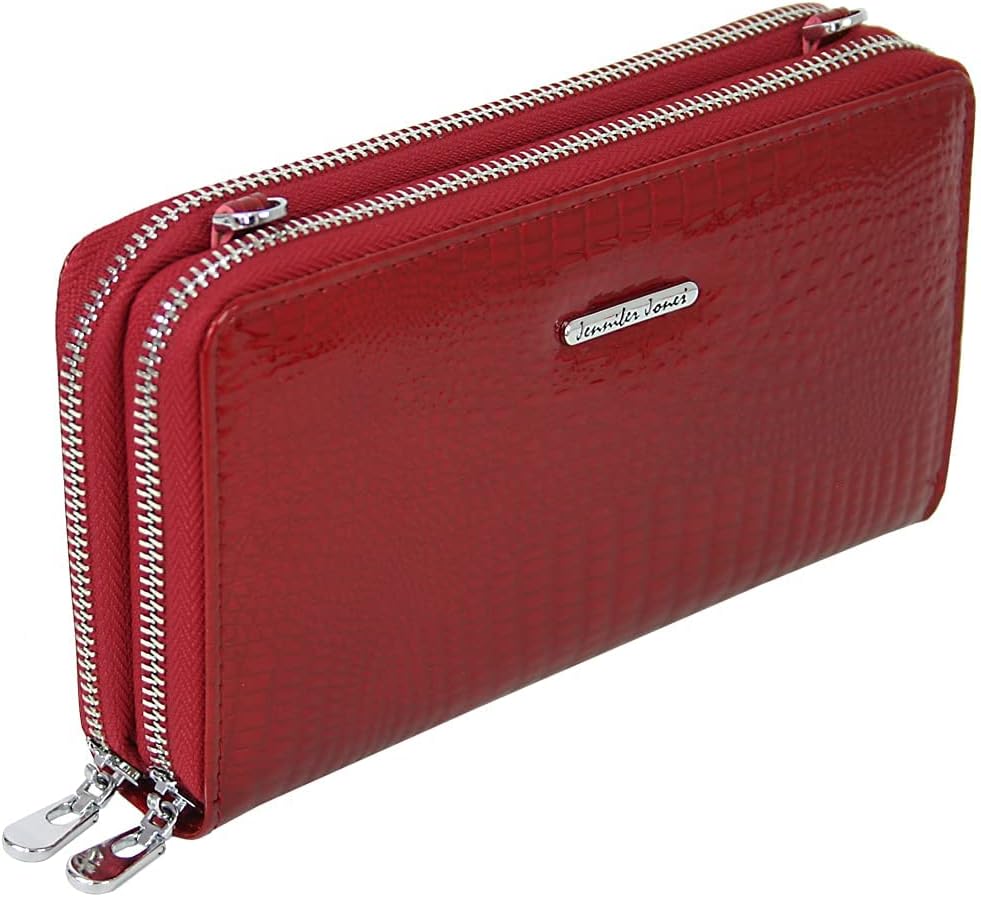 Jennifer Jones - Echt Leder Handtasche mit Handyfach - 2in1 Handytasche & Geldbörse mit RFID-Schutz,