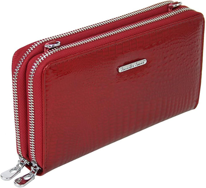 Jennifer Jones - Echt Leder Handtasche mit Handyfach - 2in1 Handytasche & Geldbörse mit RFID-Schutz,