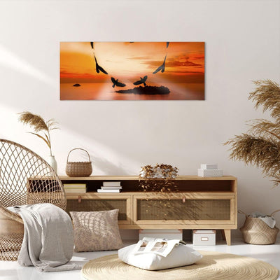 Panorama Bilder auf Leinwand 100x40cm Leinwandbild Natur Landschaft Insel Meer Gross Wanddeko Bild S