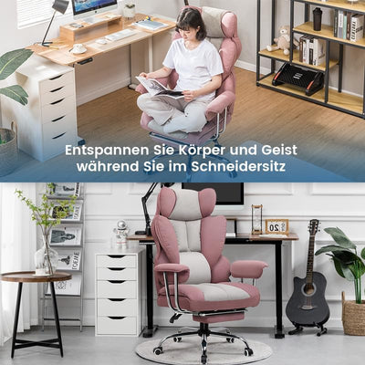 GTPLAYER Gaming Stuhl, Gamer Stuhl, Ergonomischer Bürostuhl mit Fussstütze, Stoffoberfläche, Federsi