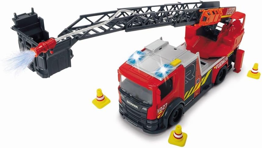 Dickie 203716017038 Scania Rosenbauer SOS Fire Rescue Licht und Sound 35 cm, 3 Jahre