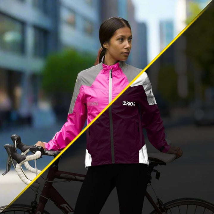 Proviz Damen Nightrider wasserdichte Fahrradjacke M rose, M rose