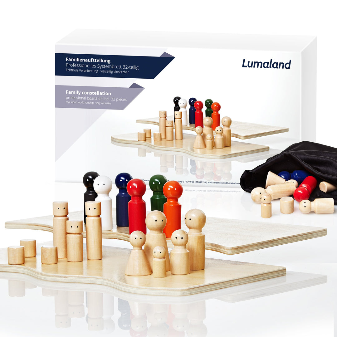 Lumaland Familienaufstellung Familienbrett Systembrett Set 32 Teile aus