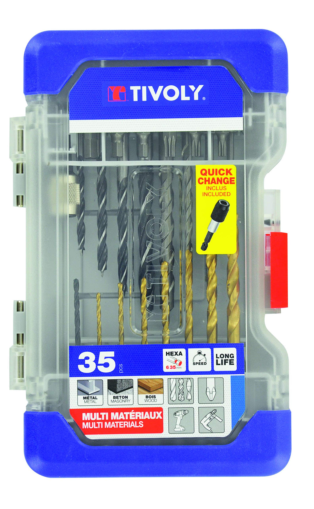 TIVOLY 11901170049 Mixed 1/4" Hex Shank Drill Bits & Screw Bit Set (35pieces