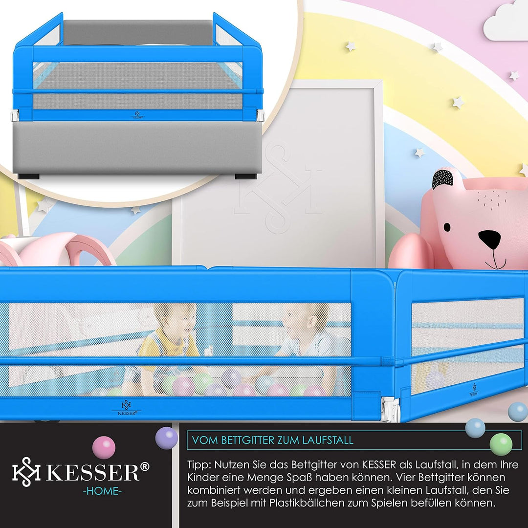KESSER® Bettgitter 200 cm Bettschutzgitter Kinderbettgitter für Kinder Babybettgitter Klappbar, Trag