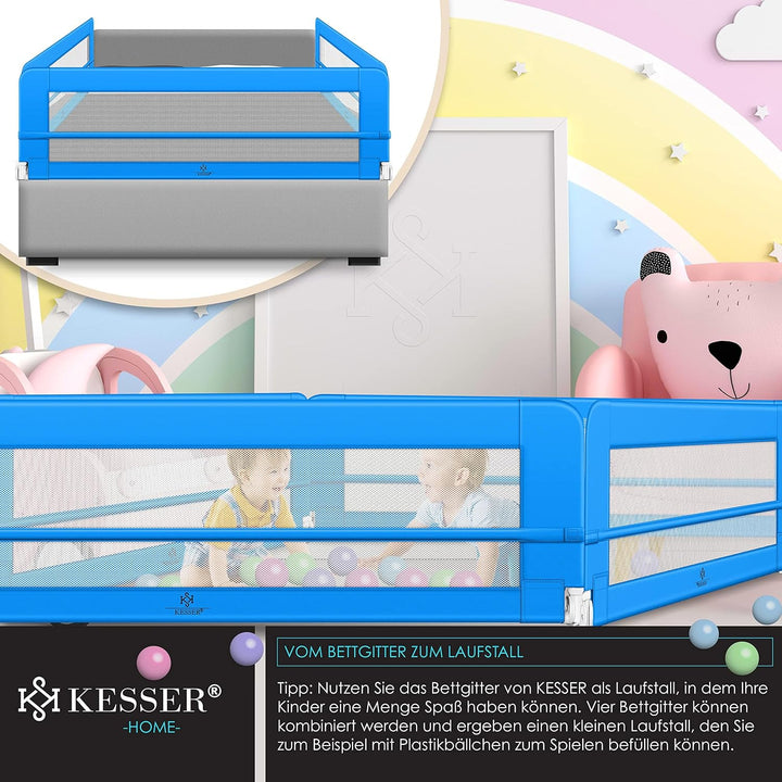 KESSER® Bettgitter 200 cm Bettschutzgitter Kinderbettgitter für Kinder Babybettgitter Klappbar, Trag