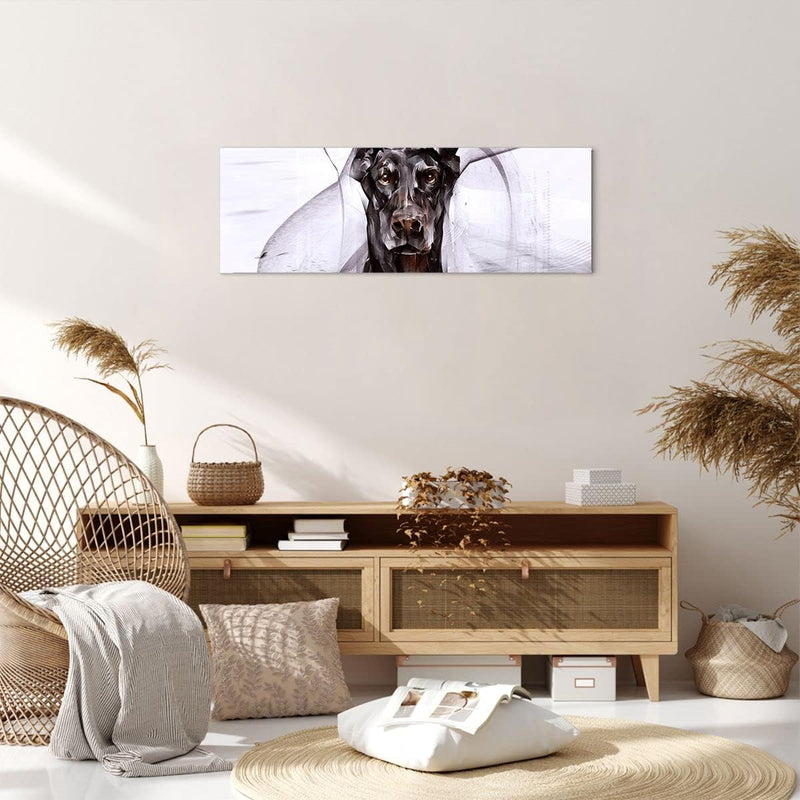 Panorama Bilder auf Leinwand Hund Abstraktion Leinwandbild mit Rahmen 90x30cm Wandbilder Dekoration