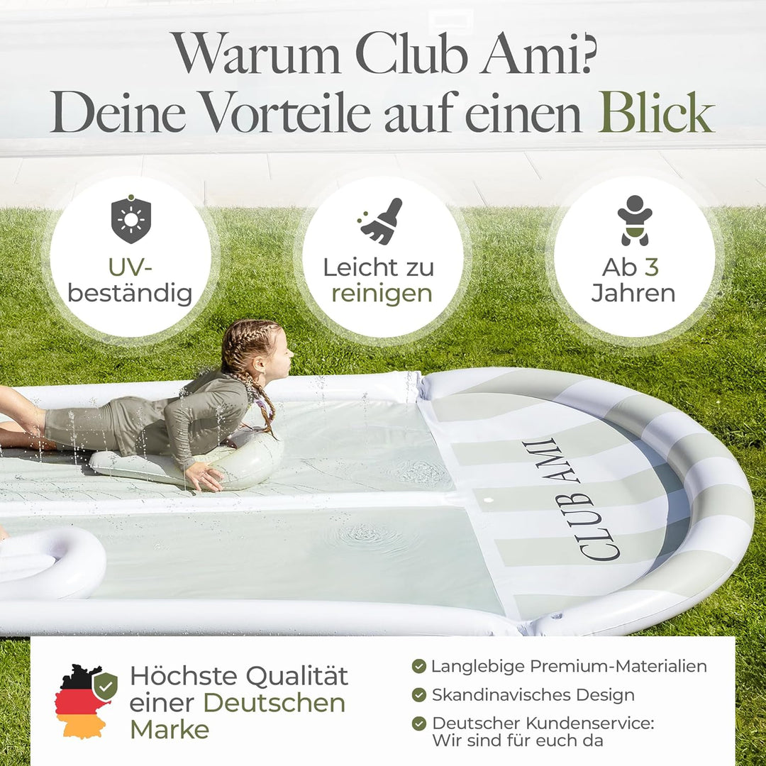 Wasserrutsche Garten für Kinder | reissfestes Premium-PVC-Material | inkl. 2 Bodyboards | Doppel-Bah
